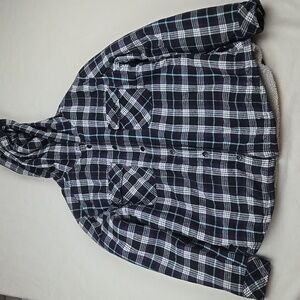 Boston Traders Women's Sherpa Lined Quilted Flannel Hoodie Size L